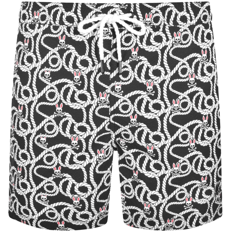 Image number 1 for Psycho Bunny Cyrus Print Swim Shorts Black