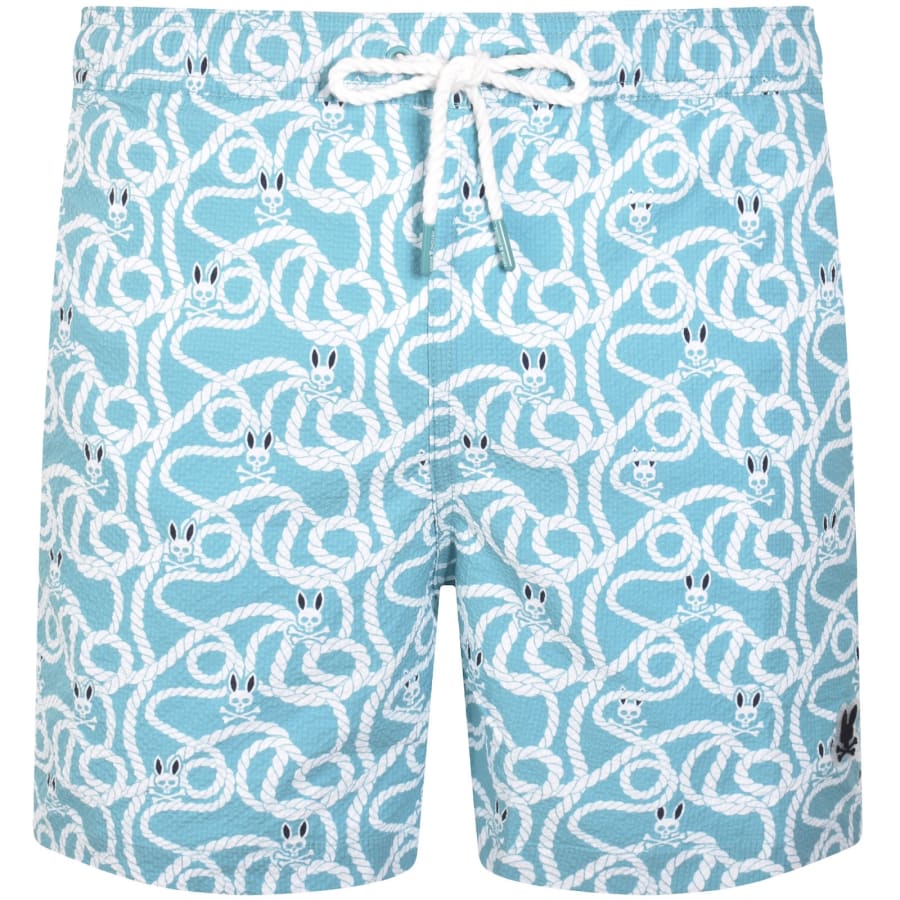 Image number 1 for Psycho Bunny Cyrus Print Swim Shorts Blue