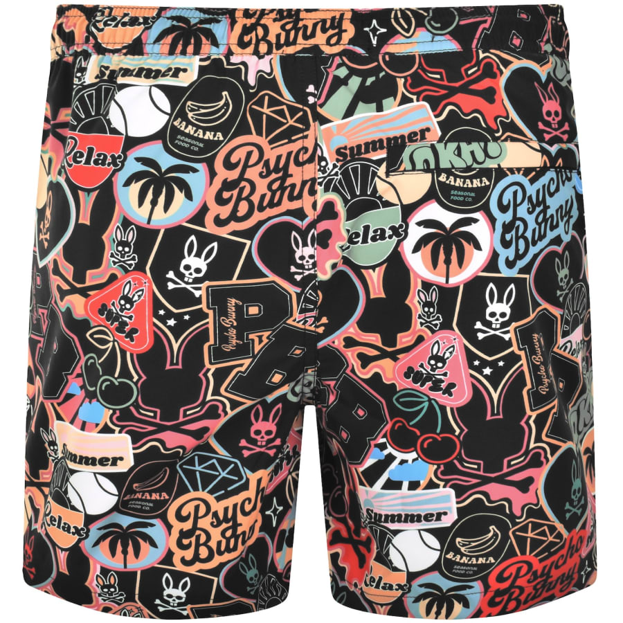 Image number 2 for Psycho Bunny Marco Print Swim Shorts Black
