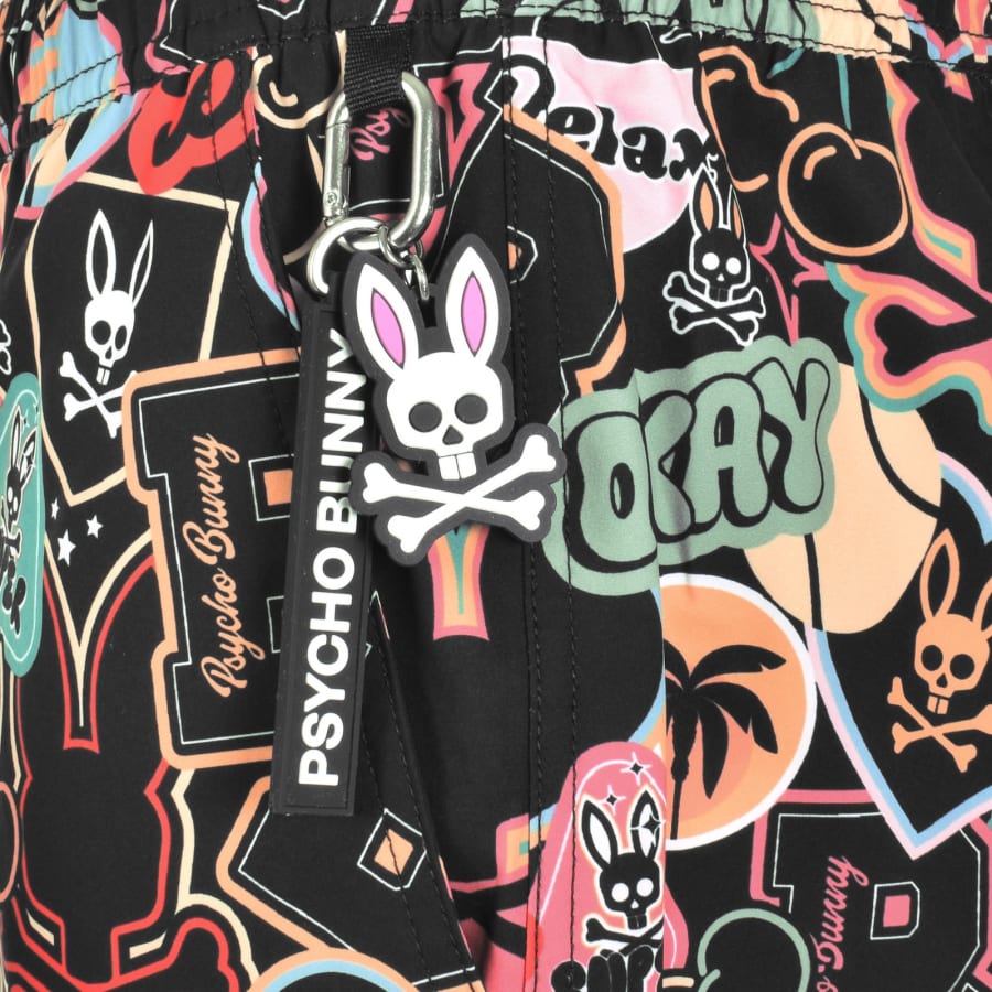 Image number 3 for Psycho Bunny Marco Print Swim Shorts Black