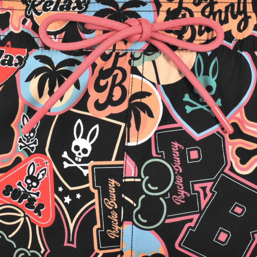 Image number 5 for Psycho Bunny Marco Print Swim Shorts Black