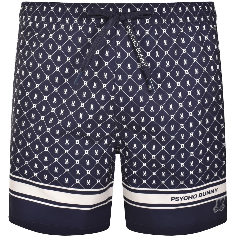 Image number 1 for Psycho Bunny Hunter Print Swim Shorts Blue