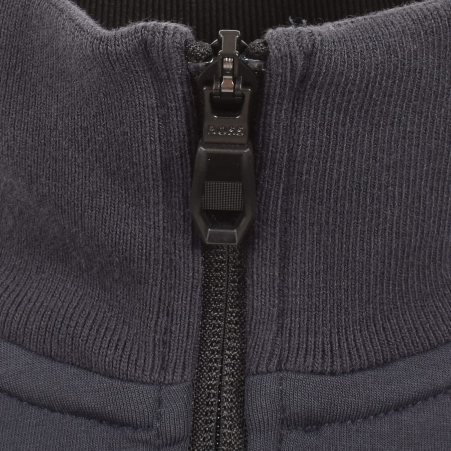 Image number 4 for BOSS Sweat Rib Quarter Zip Sweatshirt Navy