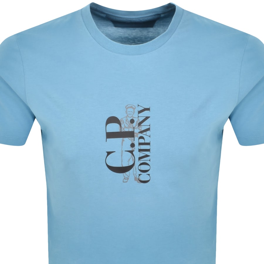 Image number 2 for CP Company Logo T Shirt Aegean Blue