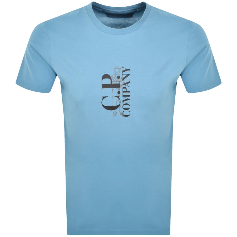 Image number 1 for CP Company Logo T Shirt Aegean Blue