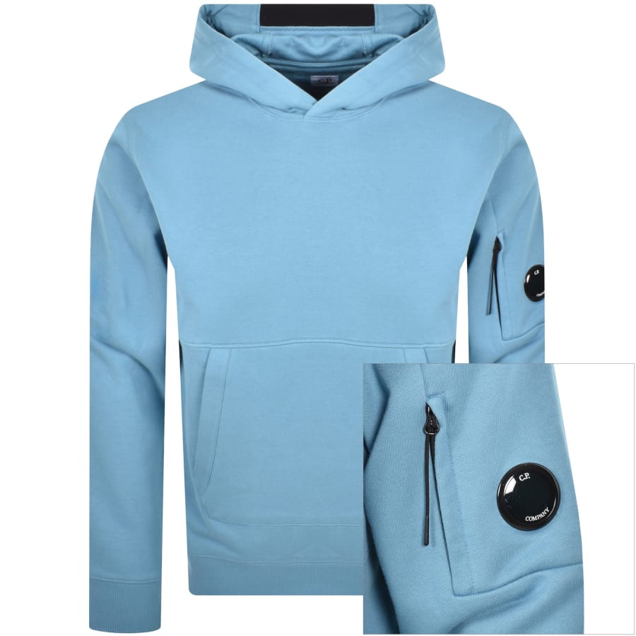 Image number 1 for CP Company Diagonal Raised Hoodie Aegean Blue