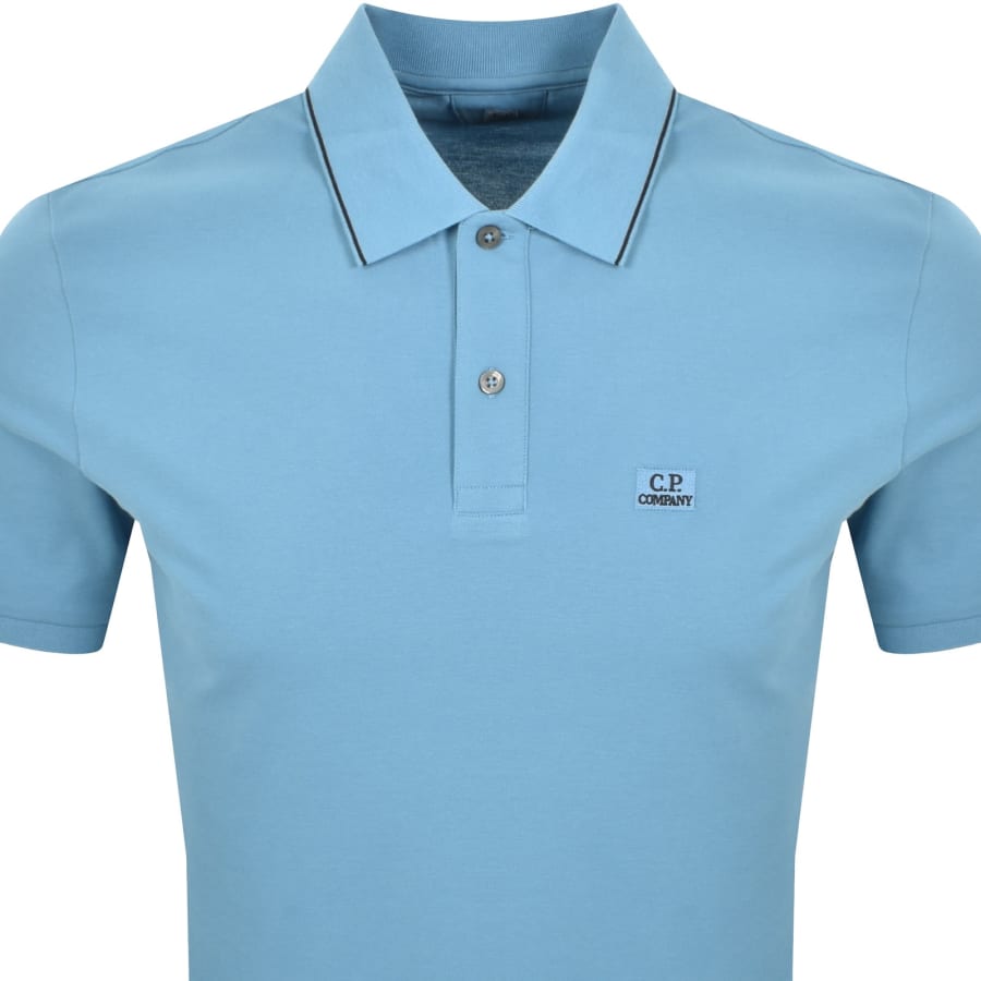 Image number 2 for CP Company Tipped Polo T Shirt Aegean Blue