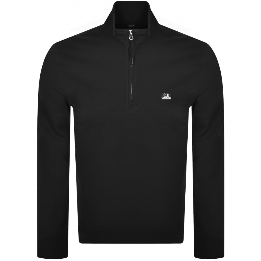Image number 1 for CP Company Half Zip Polo T Shirt Black
