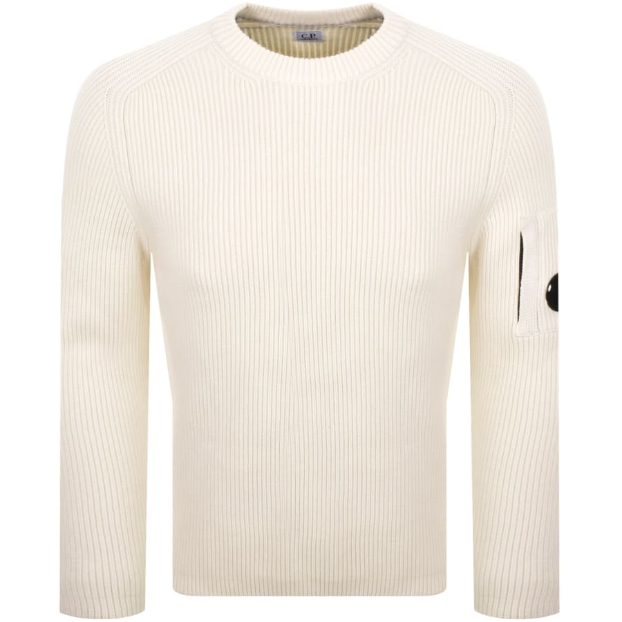 Image number 2 for CP Company Rib Knit Jumper Gauze White