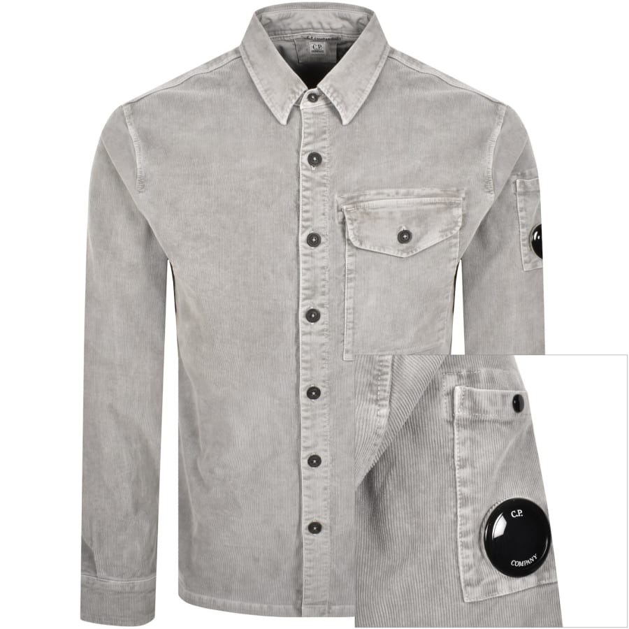 Image number 1 for CP Company Corduroy Long Sleeved Shirt Grey