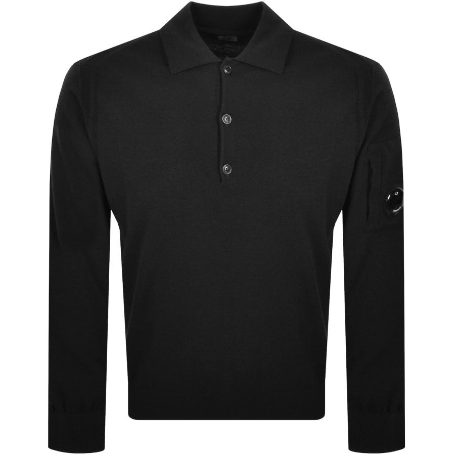 Image number 2 for CP Company Wool Knit Polo Black