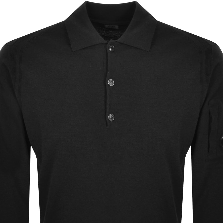Image number 3 for CP Company Wool Knit Polo Black