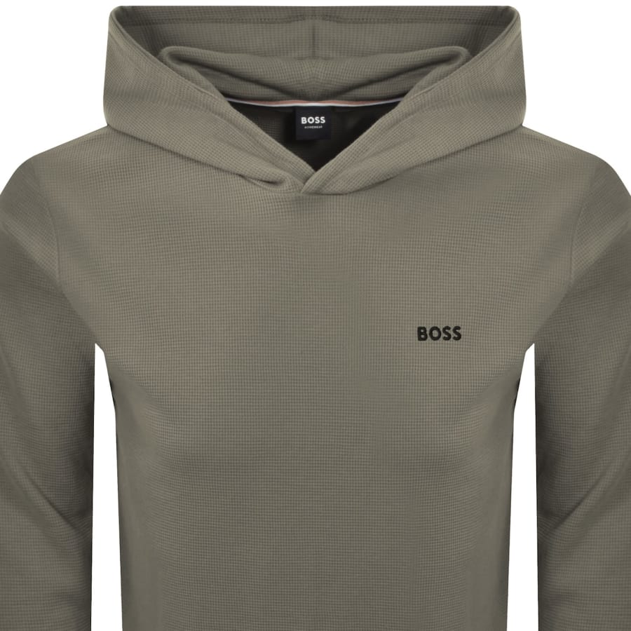 Image number 2 for BOSS Waffle Hooded T Shirt Open Brown