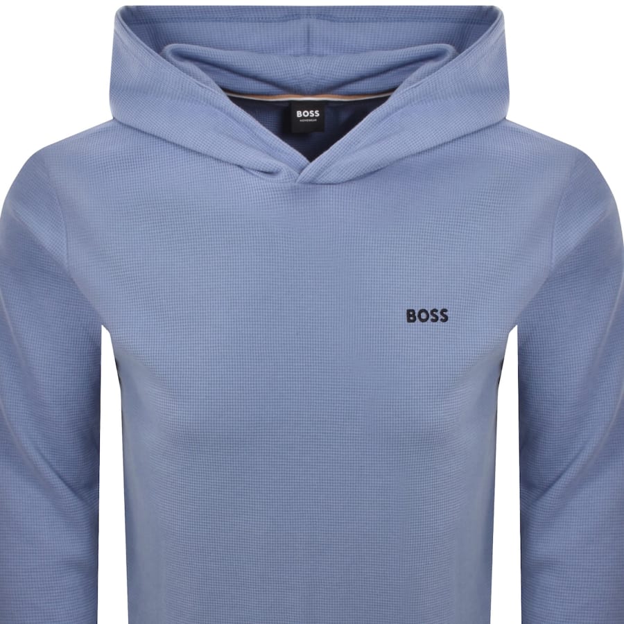 Image number 2 for BOSS Waffle Hooded T Shirt Light Pastel Blue