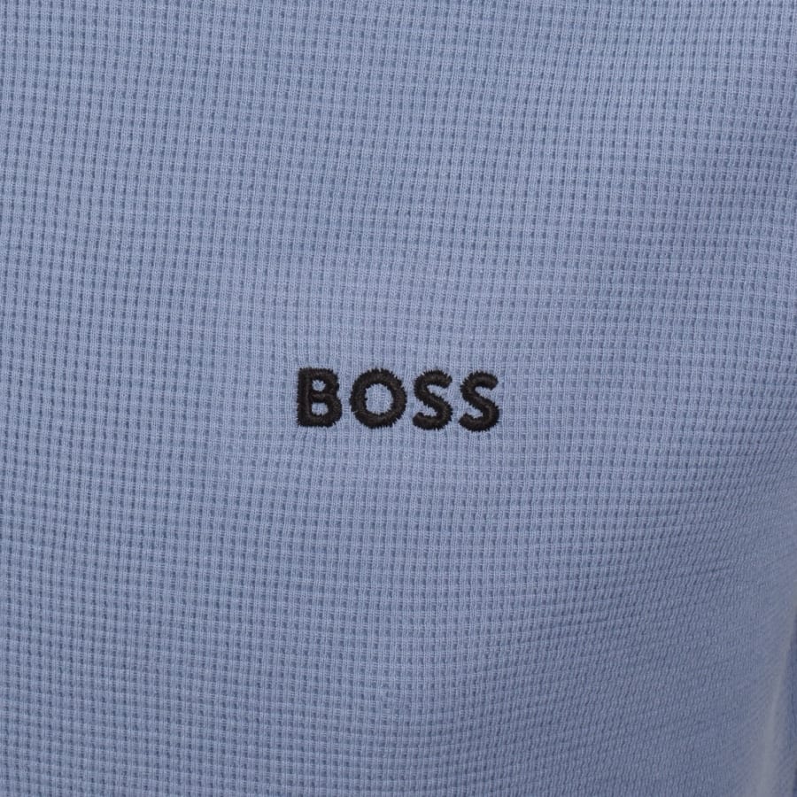 Image number 3 for BOSS Waffle Hooded T Shirt Light Pastel Blue