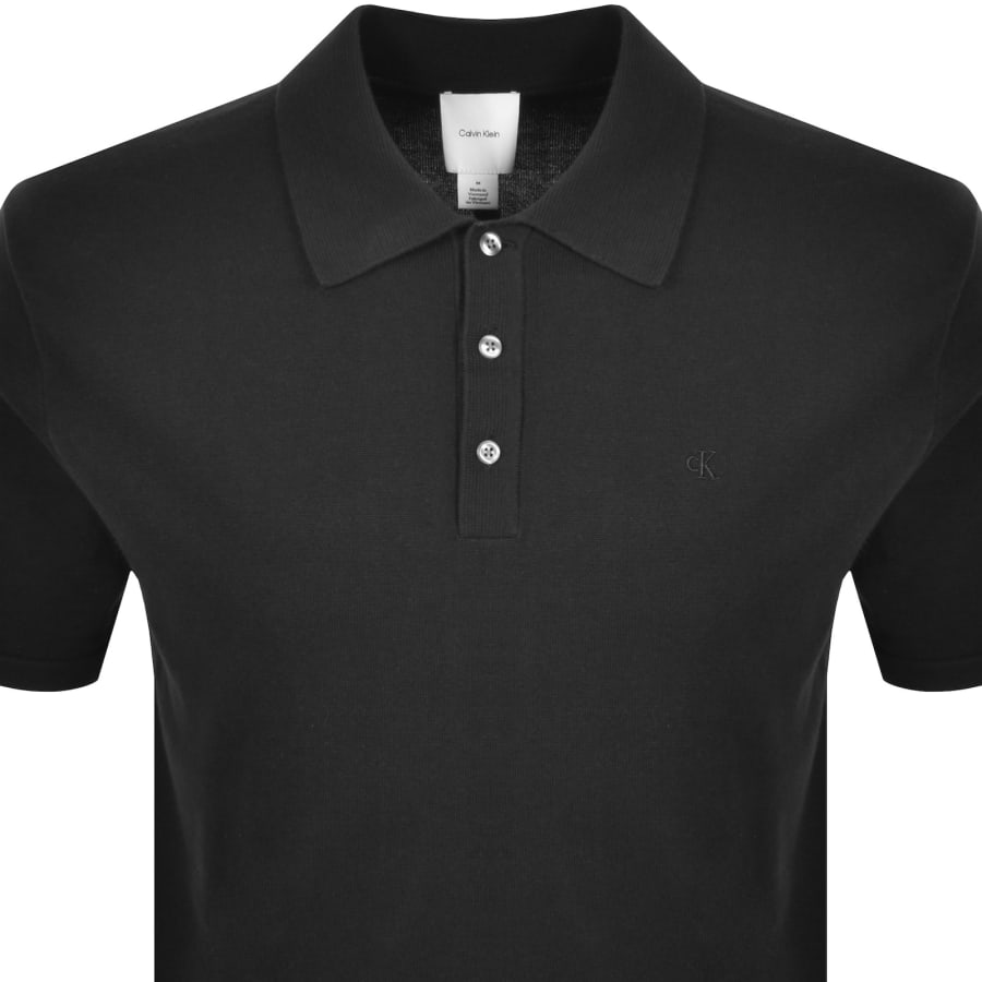 Image number 2 for Calvin Klein Knitted Polo Black