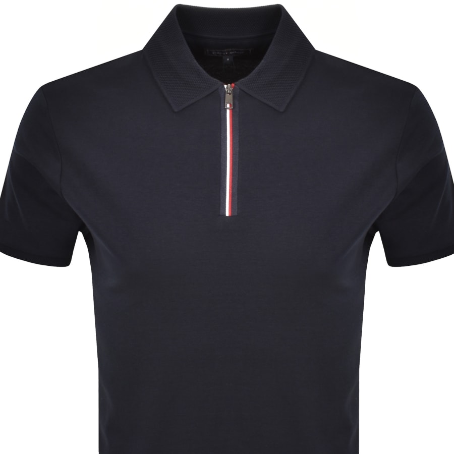 Image number 2 for Tommy Hilfiger Interlock Zip Polo T Shirt Navy