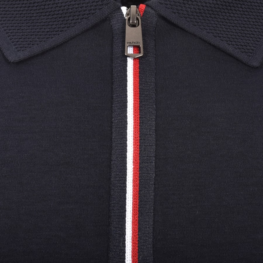 Image number 4 for Tommy Hilfiger Interlock Zip Polo T Shirt Navy