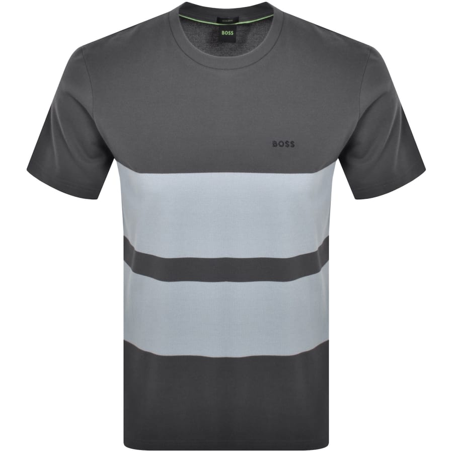 Image number 1 for BOSS Stripe Zone Pique T Shirt Dark Grey
