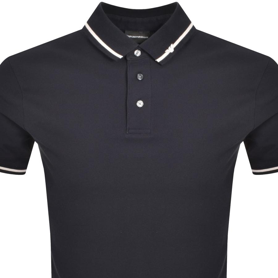 Image number 2 for Emporio Armani Tipped Polo T Shirt Navy