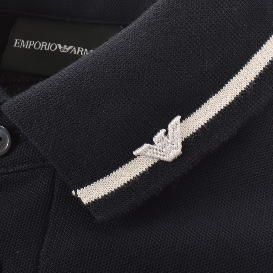 Image number 3 for Emporio Armani Tipped Polo T Shirt Navy