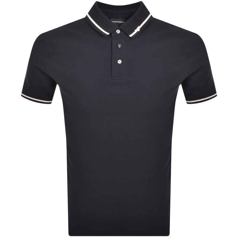 Image number 1 for Emporio Armani Tipped Polo T Shirt Navy