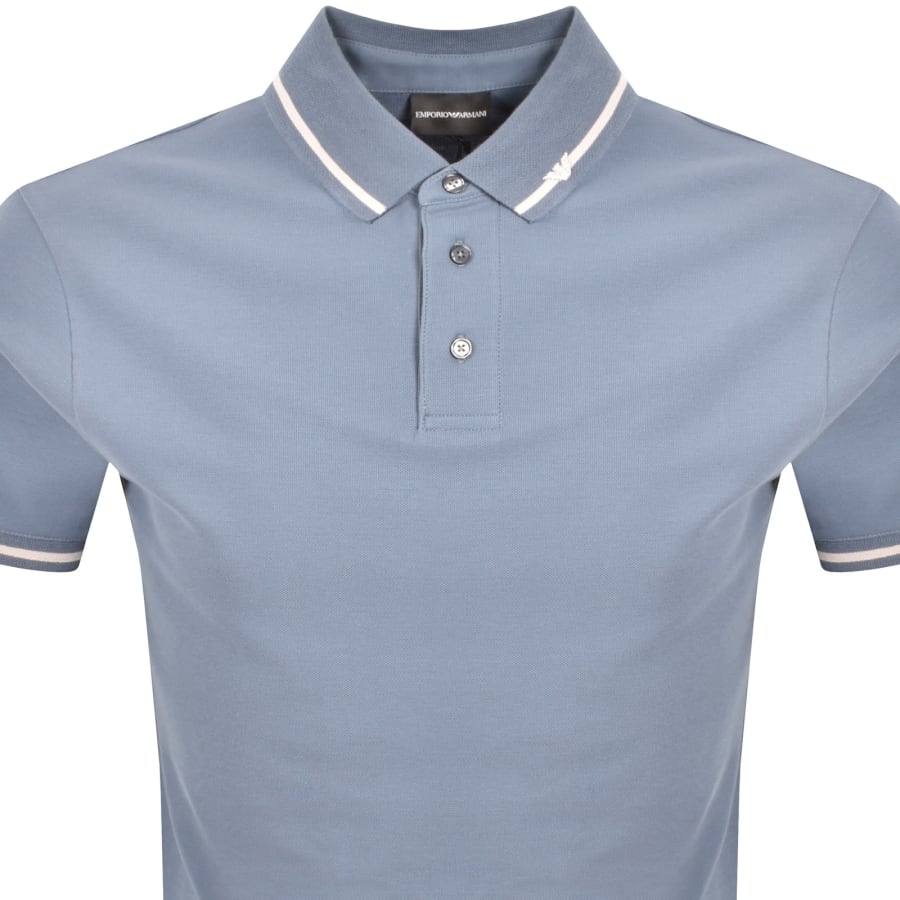 Image number 2 for Emporio Armani Tipped Polo T Shirt Blue