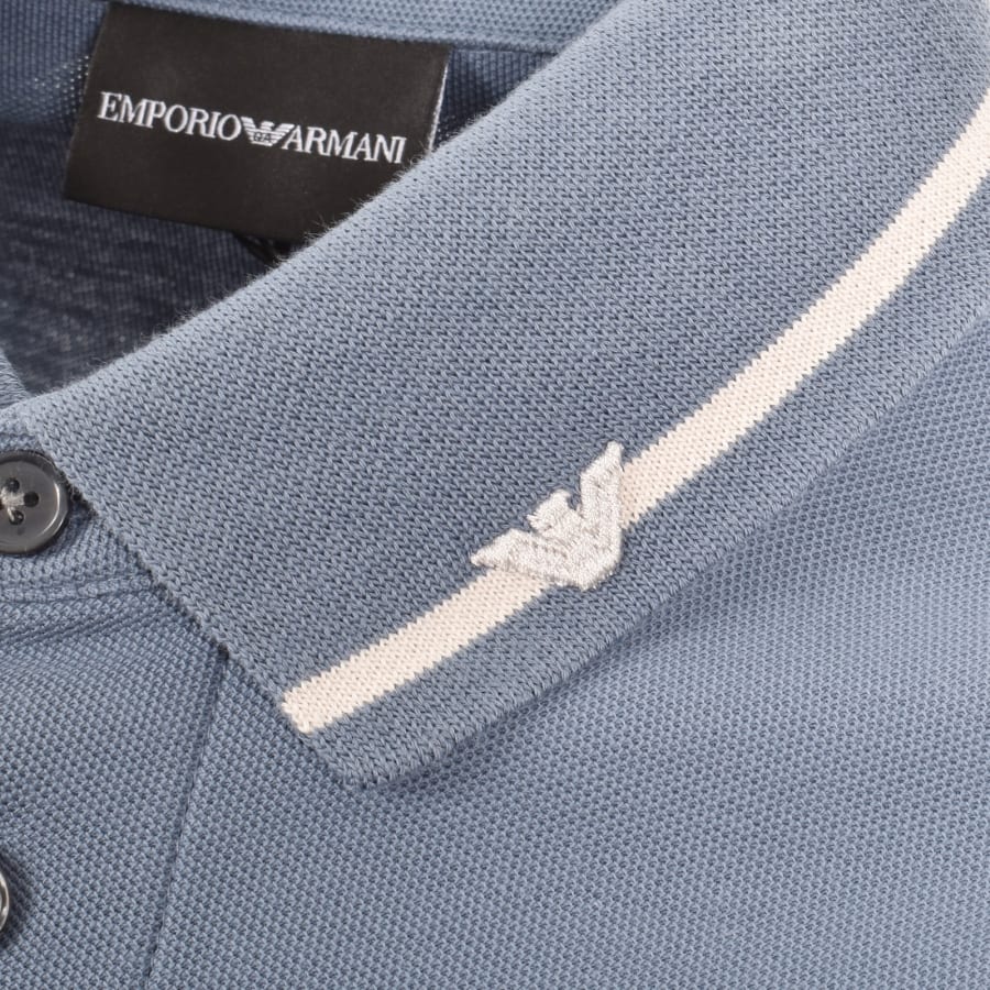 Image number 3 for Emporio Armani Tipped Polo T Shirt Blue