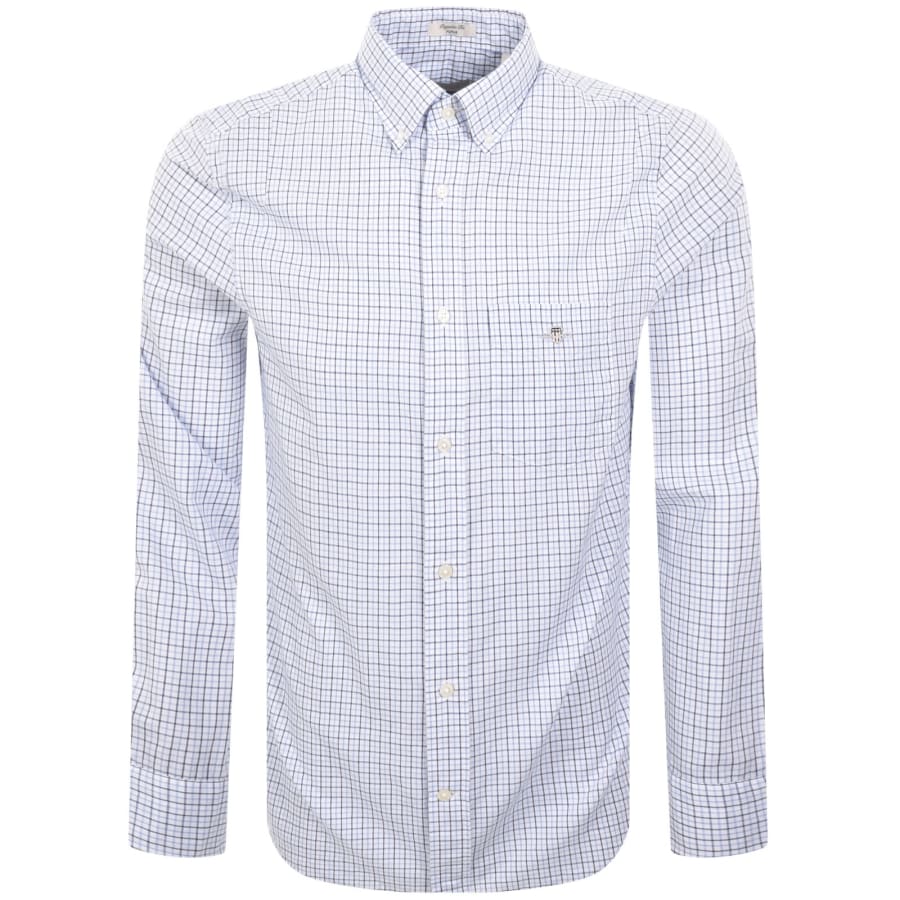 Image number 1 for Gant Poplin Micro Long Sleeved Shirt Blue