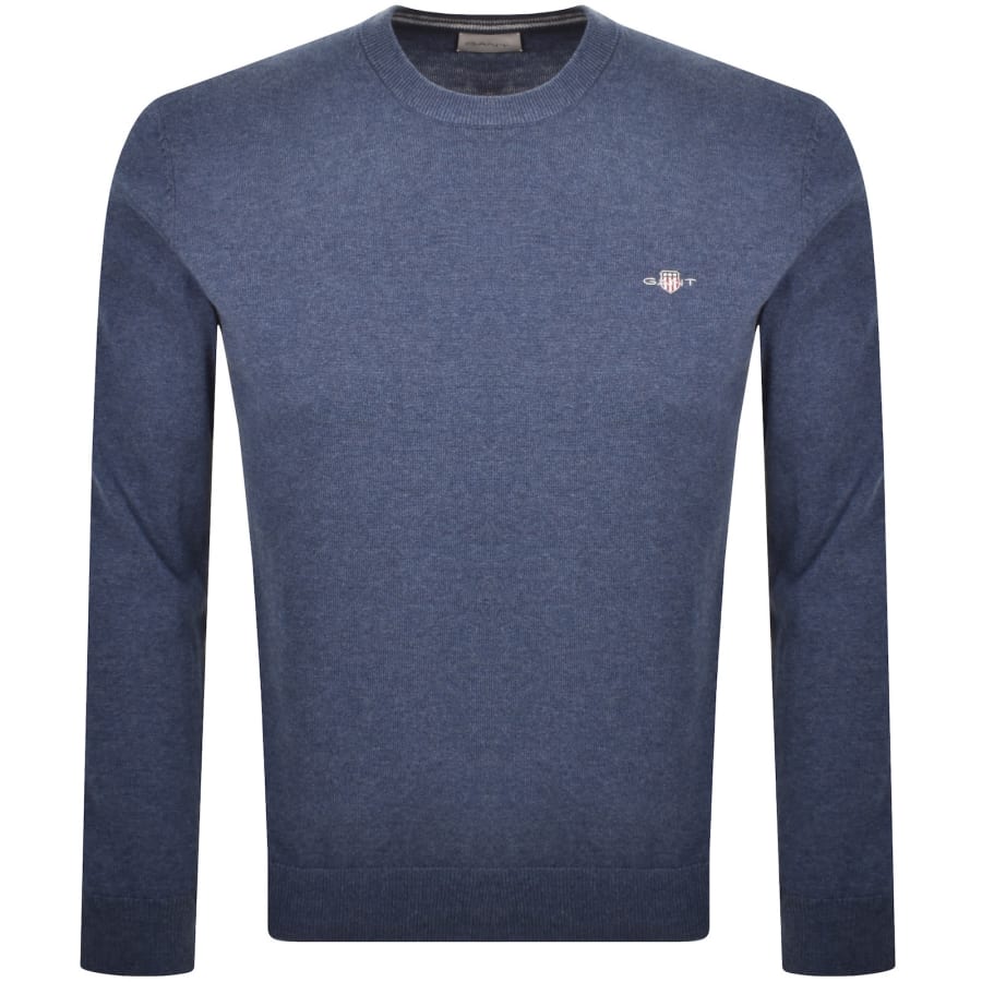 Image number 1 for Gant Crew Neck Knit Jumper Blue