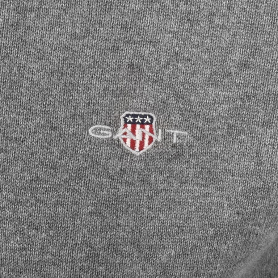 Image number 3 for Gant Half Zip Knit Jumper Grey