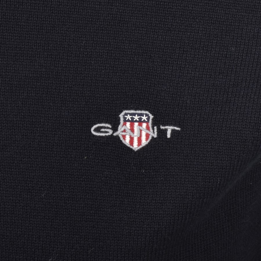 Image number 3 for Gant Half Zip Knit Jumper Navy