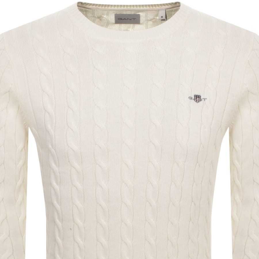 Image number 2 for Gant Classic Cotton Cable Knit Jumper Cream