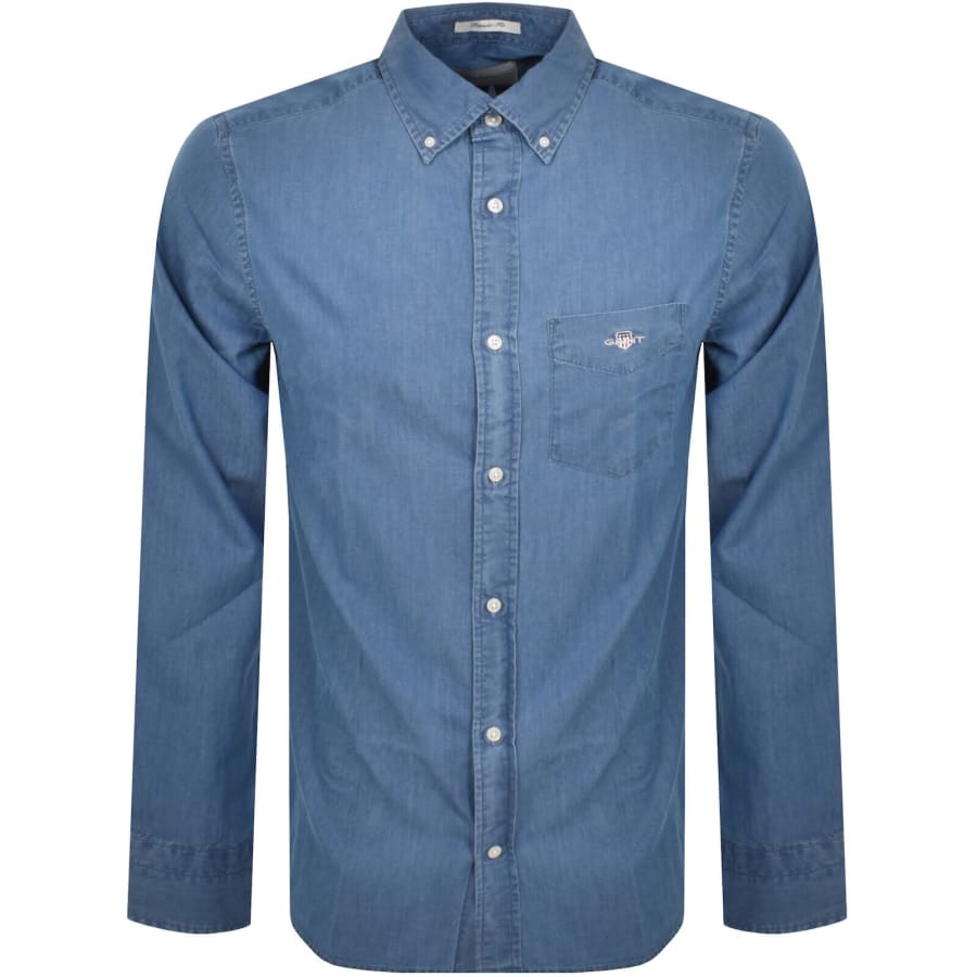 Image number 1 for Gant Regular Fit Indigo Shirt Light Blue