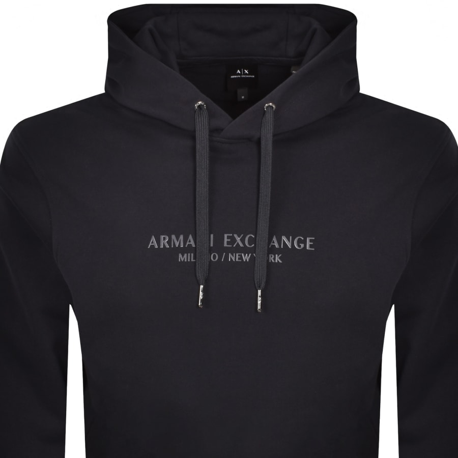 Image number 2 for Armani Exchange Logo Hoodie Navy