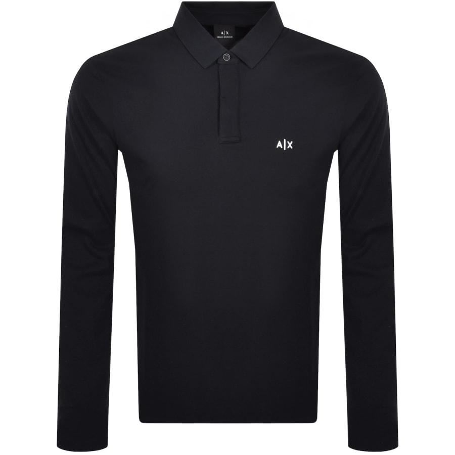 Image number 1 for Armani Exchange Long Sleeved Polo Navy