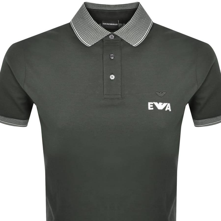 Image number 2 for Emporio Armani Tipped Polo T Shirt Black Ink Green