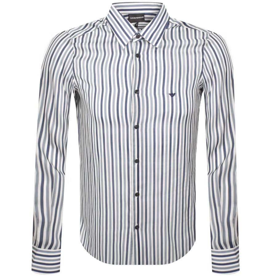 Image number 1 for Emporio Armani Striped Shirt Naval Academy Blue