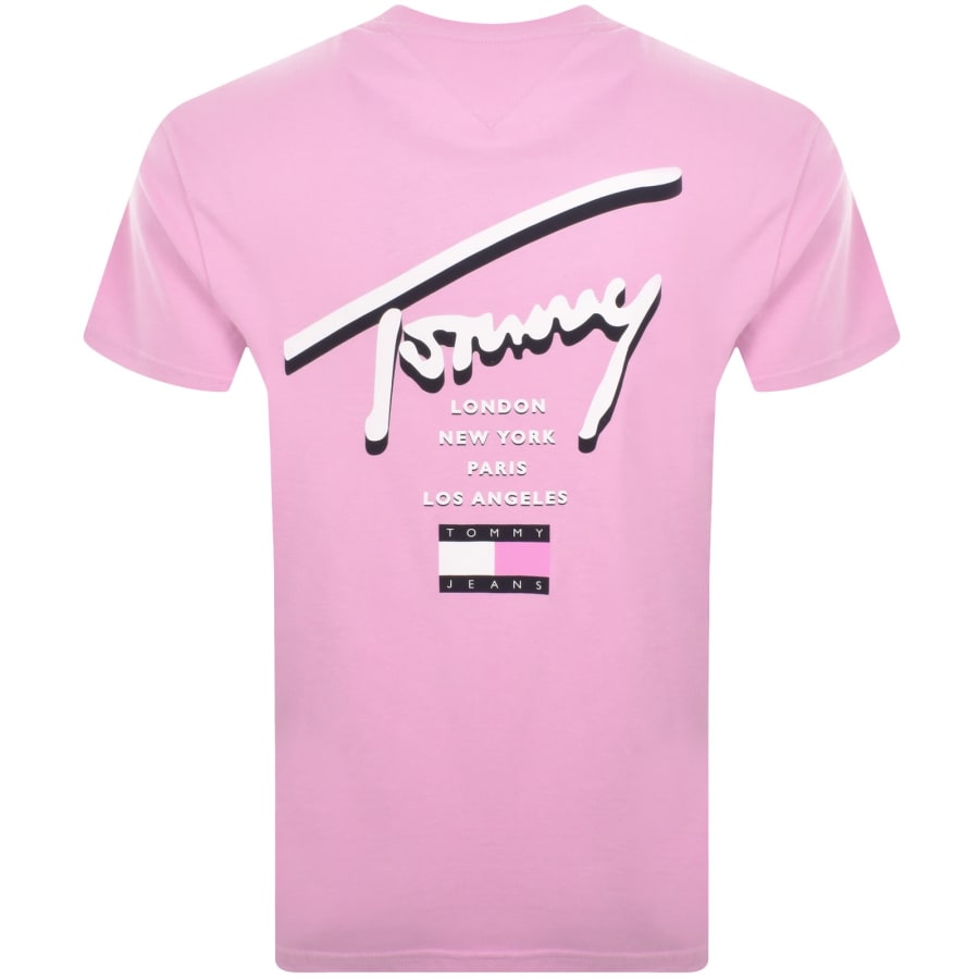 Image number 5 for Tommy Jeans Signature City T Shirt Pink