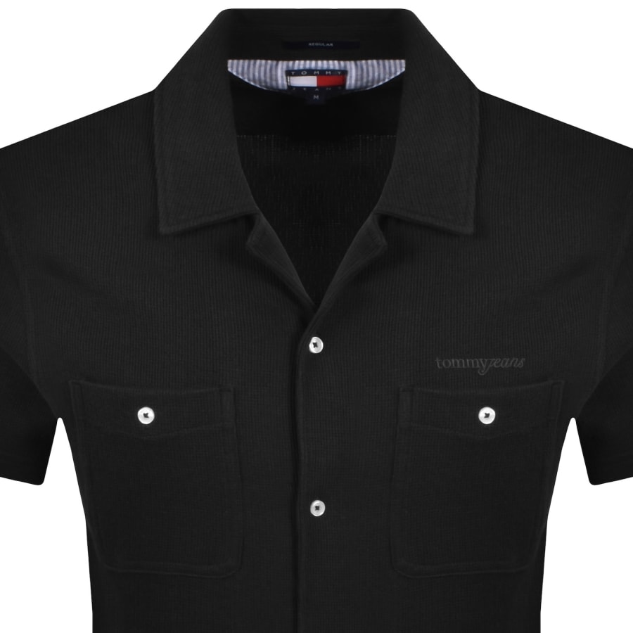 Image number 2 for Tommy Jeans Waffle Camp Shirt Black