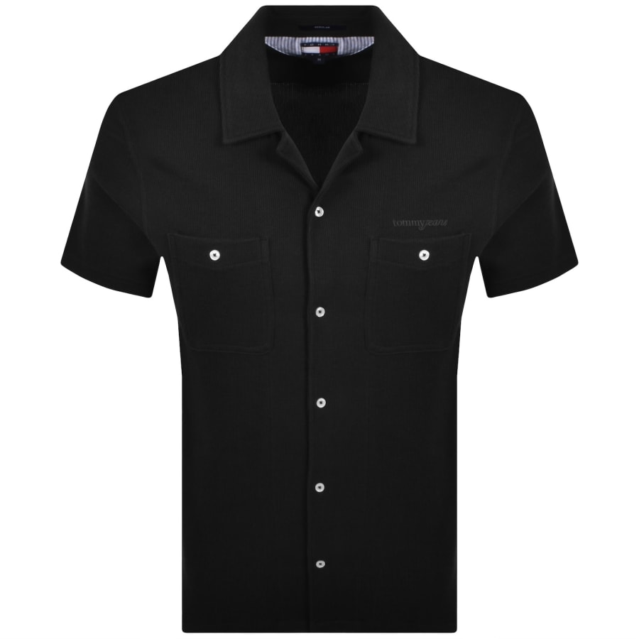 Image number 1 for Tommy Jeans Waffle Camp Shirt Black