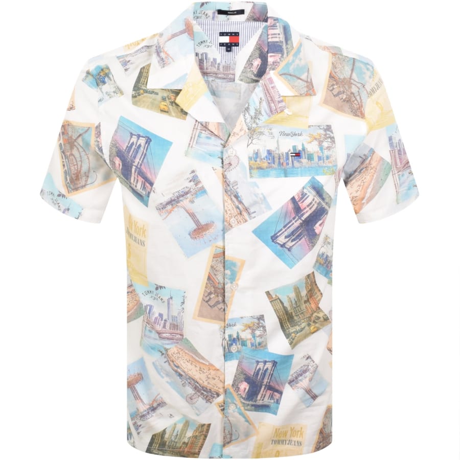 Image number 1 for Tommy Jeans Camp Collar Shirt Ecru