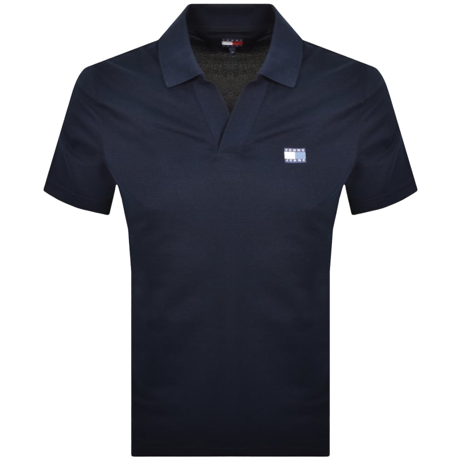 Image number 1 for Tommy Jeans Skipper Collar Polo T Shirt Navy
