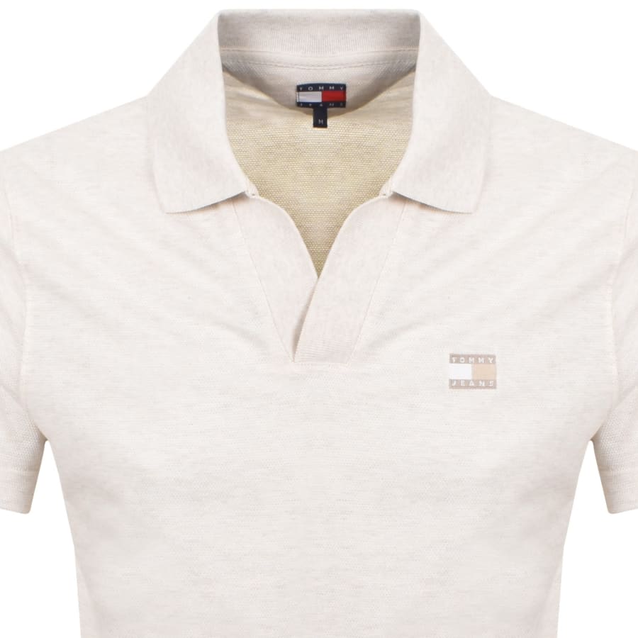 Image number 2 for Tommy Jeans Skipper Collar Polo T Shirt Oat Marl