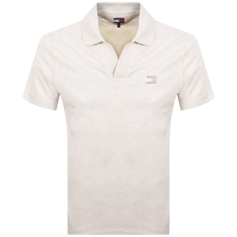 Image number 1 for Tommy Jeans Skipper Collar Polo T Shirt Oat Marl