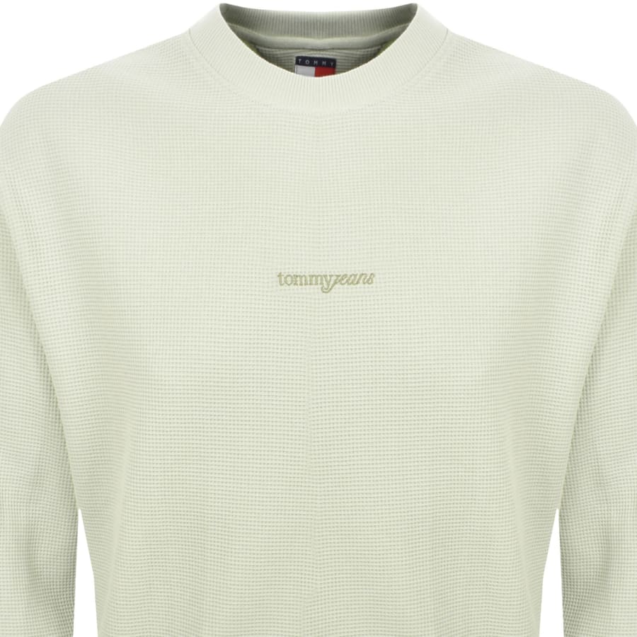 Image number 2 for Tommy Jeans Waffle Sweatshirt Misty Green