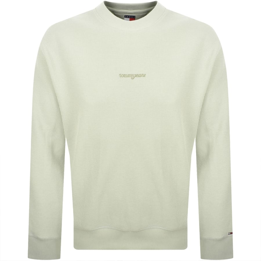Image number 1 for Tommy Jeans Waffle Sweatshirt Misty Green