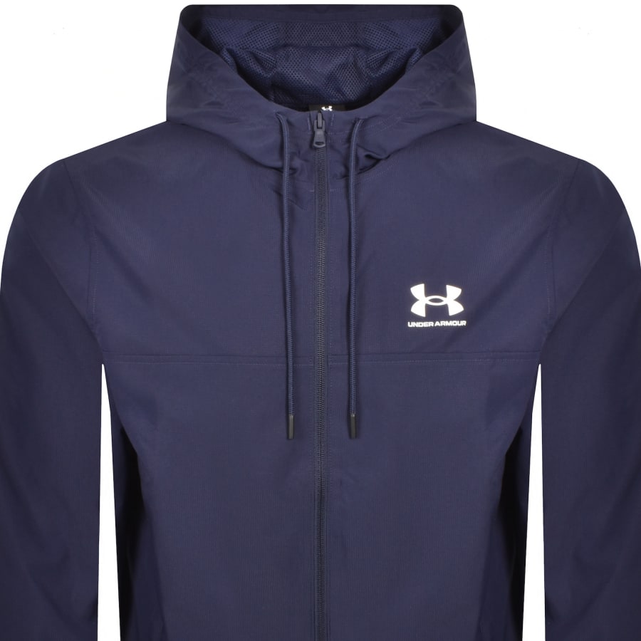 Image number 2 for Under Armour Rival Woven Windbreaker Jacket Navy