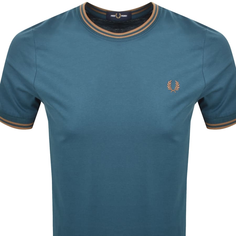 Image number 2 for Fred Perry Twin Tipped T Shirt Dark Petrol Blue