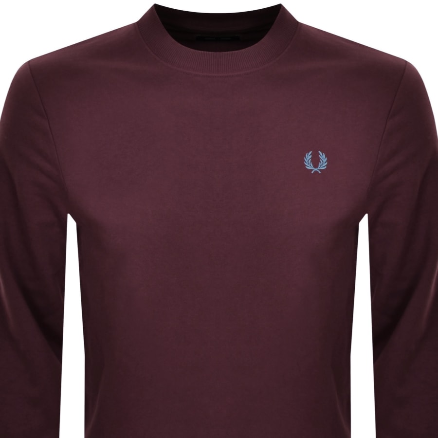 Image number 2 for Fred Perry Crew Neck Sweatshirt Burgundy